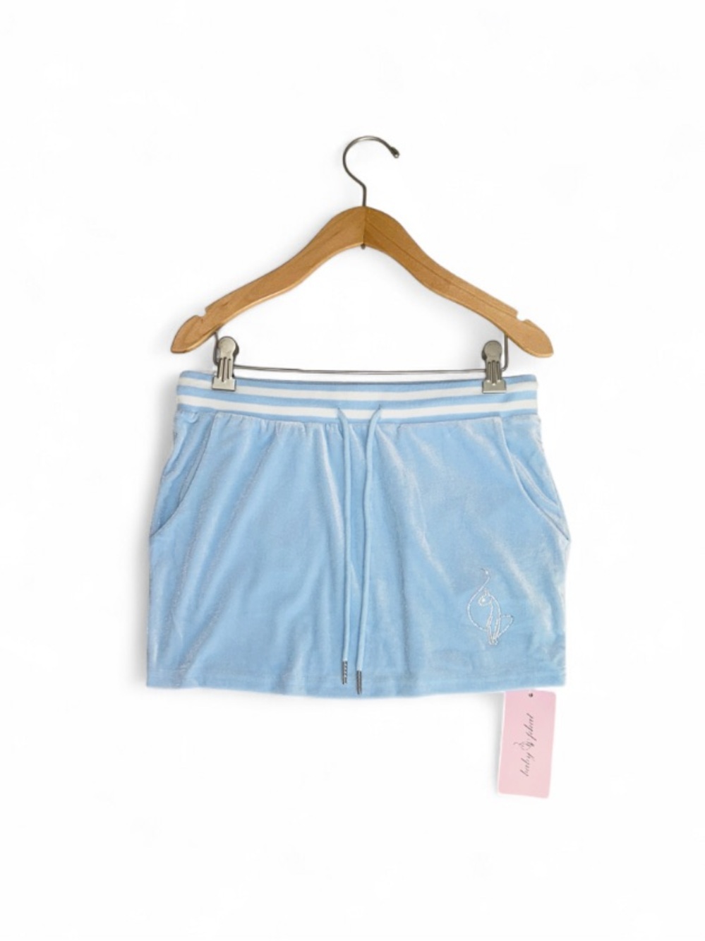 ππ Baby Phat Y2K Sky Blue Velour Skirt Small NWT - Picture 11 of 12